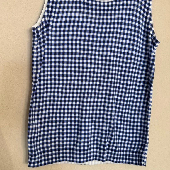 Talbots Cardigan Sweater Top 2 Pc SET Petite P 3/4 Sleeves Blue White Checkered - Picture 7 of 13